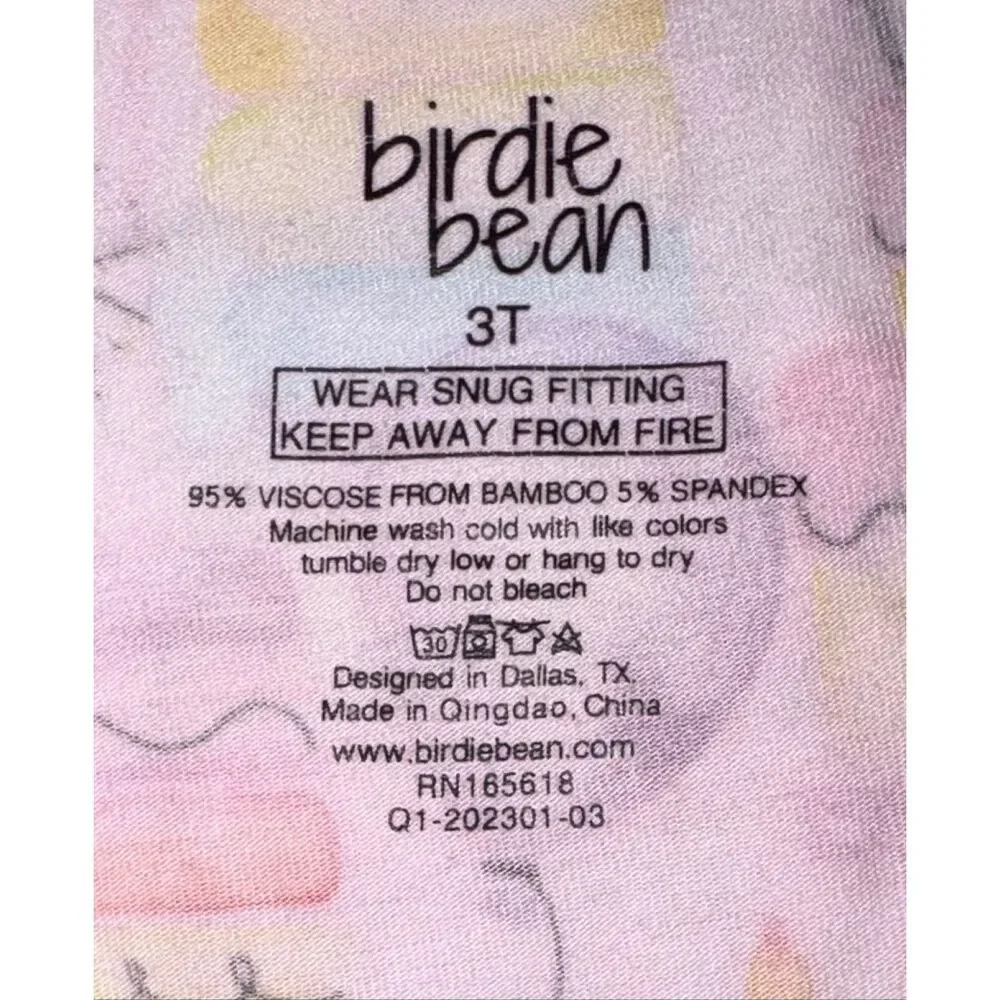Birdie Bean bamboo Birthday zip up sleeper size 3T